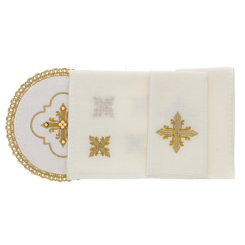 Altar linens, set of 4, 100% LINEN, rounded shapes, gold embroidery, Limited Edition 2