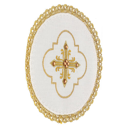 Altar linens, set of 4, 100% LINEN, rounded shapes, gold embroidery, Limited Edition 3