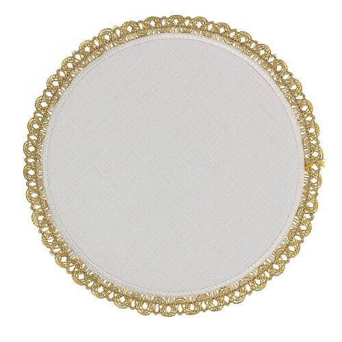 Round altar linen set, 4 pcs 100% LINEN gold embroidered Limited Edition 4