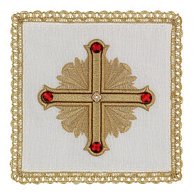 Altar linens, set of 4, 100% LINEN, gold and red embroidery, Limited Edition