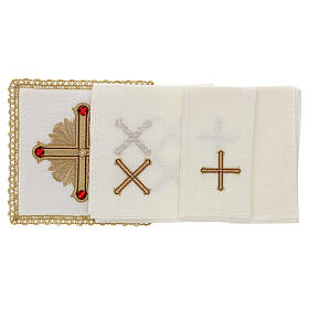 Altar linens, set of 4, 100% LINEN, gold and red embroidery, Limited Edition