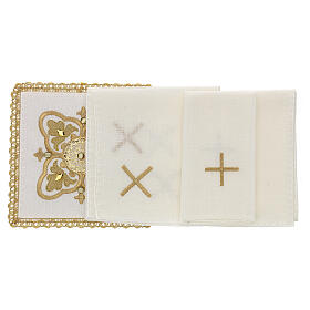 Church linen set 4 pcs, 100% linen gold embroidered Limited Edition