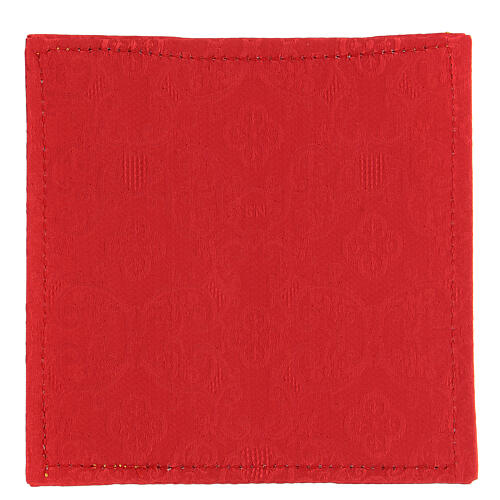 Pala Chi-Rho trigo e uva em cetim e jacquard vermelho 15x15 cm 3