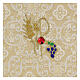 Pall of golden satin and jacquard fabric, ear of wheat and grapes, 15x15 cm s2
