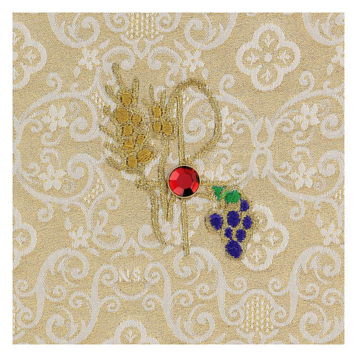 Palla copricalice raso e jacquard dorato spiga e uva 15x15 cm 2