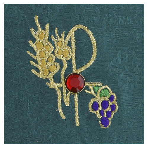 Palla, XP Ähren- und Traubenmotiv, grüner Satin, Jacquard-Musterung, 15x15 cm 2