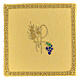 Pall for chalice of yellow jacquard and satin, Chi-Rho ears of wheat and grapes, 6x6 in s1