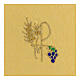 Pall for chalice of yellow jacquard and satin, Chi-Rho ears of wheat and grapes, 6x6 in s2