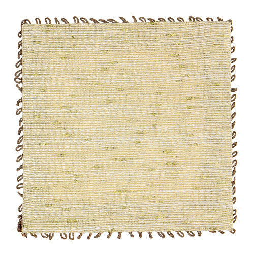 Palla aus Wolle und Lurex mit Kreuzstickerei, elfenbeinfarben – 15 × 15 cm 5