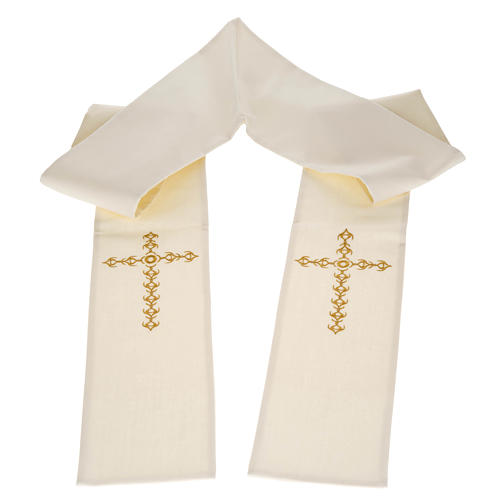 White priest stole with embroidered cross 1