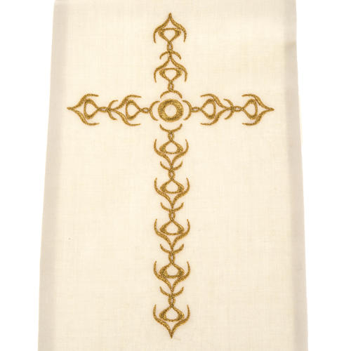 White priest stole with embroidered cross 2