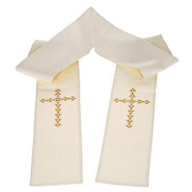 Stola sacerdotale ecrù croce dorata fiori