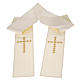 Stola sacerdotale ecrù croce dorata fiori s1