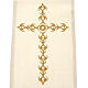 Estola sacerdotal écru cruz dourada flores s2