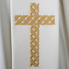 Estola sacerdotal ecru cruz dorada bordada