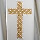 Estola sacerdotal écru cruz dourada bordada s2