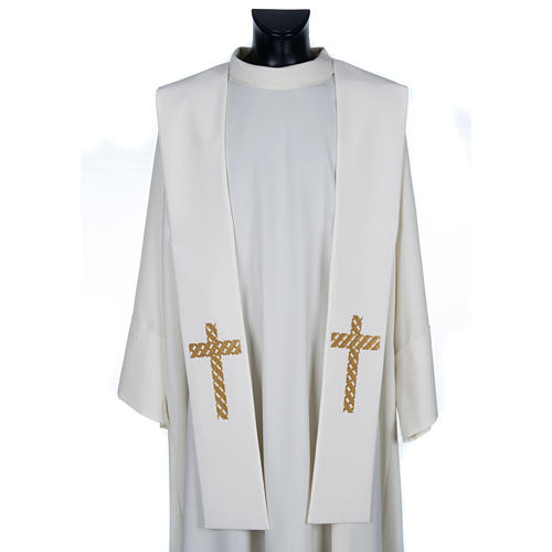 White clergy stole with golden cross 1