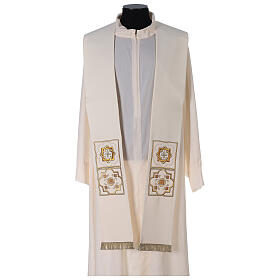 Priest stole in polyester, golden embroidery