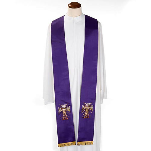 Priest stole in shantung, cross with rays 2