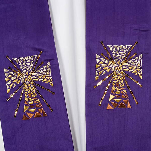 Priest stole in shantung, cross with rays 4