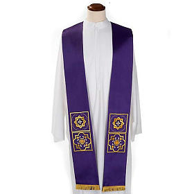 Priesterstolen: Priesterstola aus Shantung goldene Dekorationen Priesterstolen: Priesterstola aus Shantung goldene Dekorationen