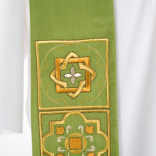Overlay stole in shantung, golden embroidery 5