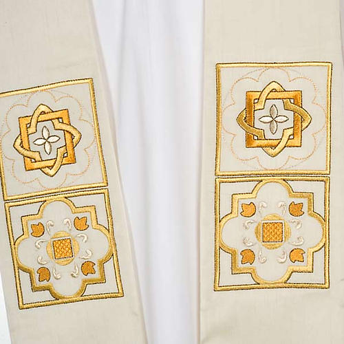 Overlay stole in shantung, golden embroidery 7
