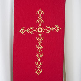 Estolão litúrgico cruzes douradas flores dupla face
