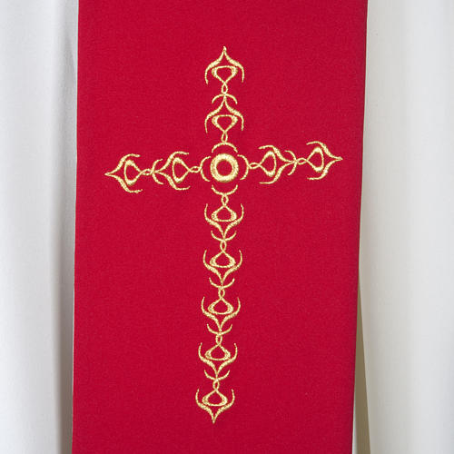 Estolão litúrgico cruzes douradas flores dupla face 2