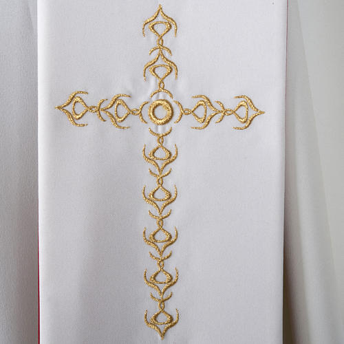 Estolão litúrgico cruzes douradas flores dupla face 4