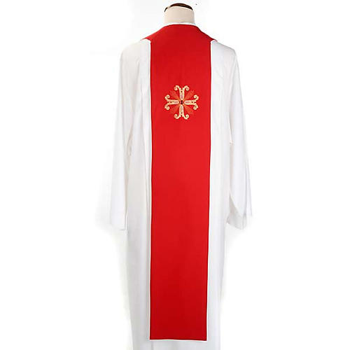Reversible liturgical stole white red, cross and glass stones 2