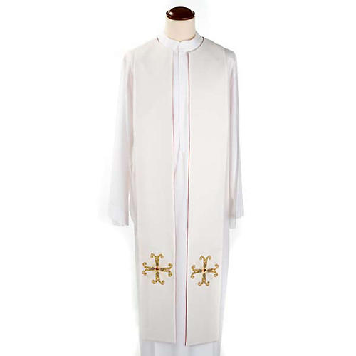 Reversible liturgical stole white red, cross and glass stones 5
