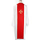 Reversible liturgical stole white red, cross and glass stones s2