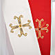 Reversible liturgical stole white red, cross and glass stones s3