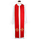 Étole liturgique double face blanc rouge croix et pierres s1