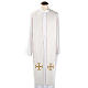 Reversible Clergy Stole white red, cross and glass stones s5