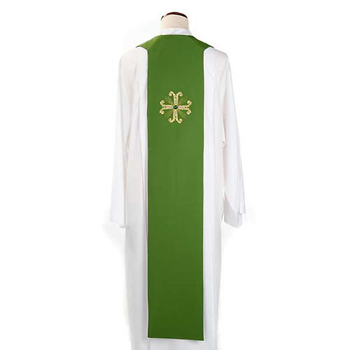 Reversible liturgical stole green violet, cross and glass stones 3