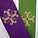 Reversible liturgical stole green violet, cross and glass stones s2