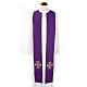 Reversible Priest Stole green violet, cross and glass stones s5