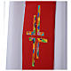 Étole liturgique double face blanc rouge croix colorées s3