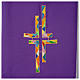 Stola  double face grün und violett mit buntem Kreuz s5