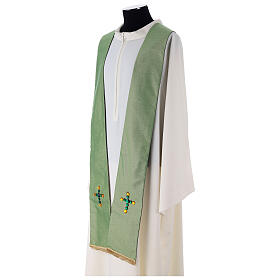 Liturgical stole in lurex, cross with glass stones