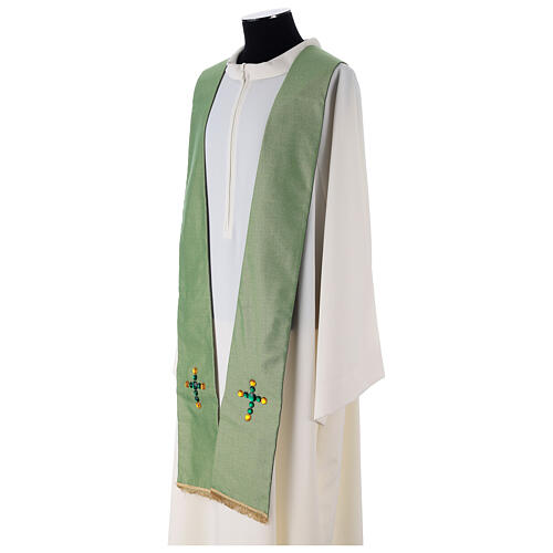 Liturgical stole in lurex, cross with glass stones 2