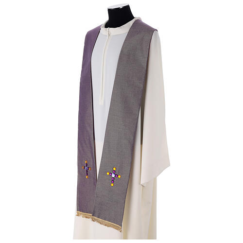 Liturgical stole in lurex, cross with glass stones 5