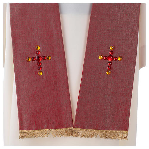 Liturgical stole in lurex, cross with glass stones 6