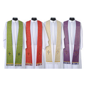 Religious Stole in lurex, cross with glass stones