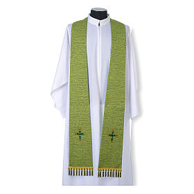 Religious Stole in lurex, cross with glass stones