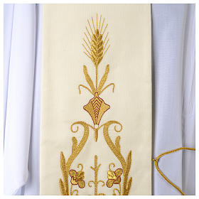White stole in wool, gold embroideries ancient style