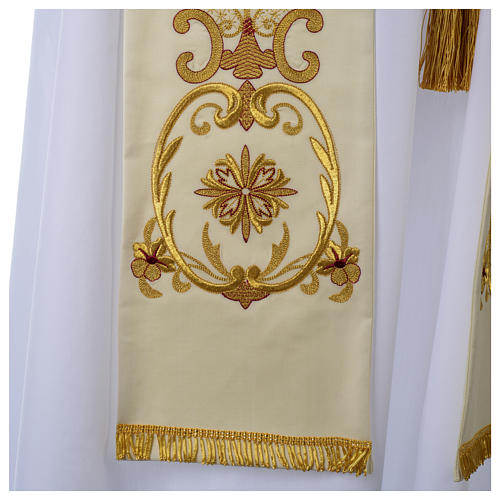 White stole in wool, gold embroideries ancient style 3