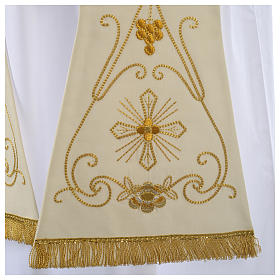 White stole in wool, ancient style embroideries